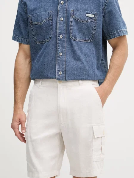 Calvin Klein Jeans szorty cargo z lnem białe