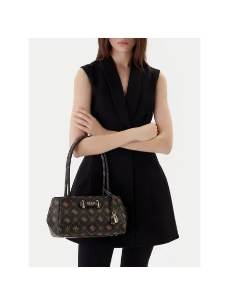 Guess Torebka Carrie Logo brązowy