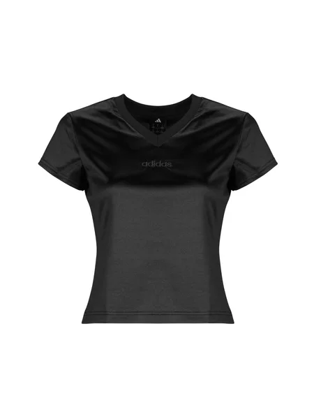 Satenska majica Adidas s kratkimi rokavi črna