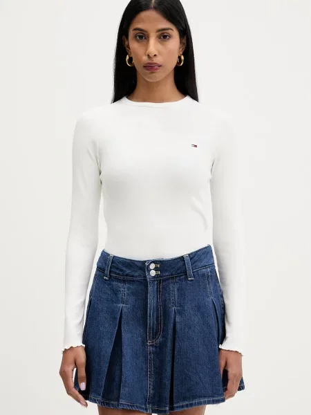 Tommy Jeans tričko s dlouhým rukávem s béžové