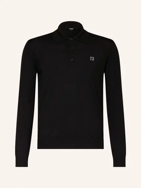 Fendi Koszulka Polo Z Dzianiny schwarz czarne