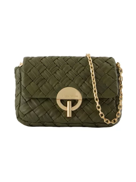 Pikowana torebka skórzana Vanessa Bruno zielona