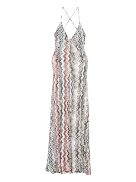 Rochie maxi Missoni cu gât halter de costum roșu