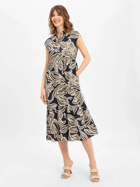 Sukienka midi z dekoltem w serek model ‘Werisa’ Opus beżowa