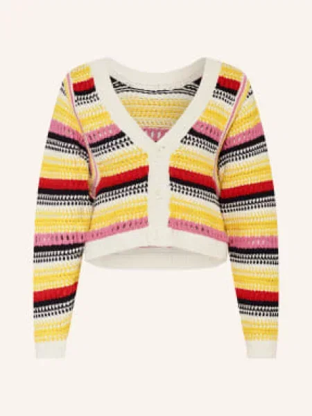 Ba&Sh Cropped Pletený Kardigan Romy růžová/ tmavě modrá/ tmavě žlutá modrý