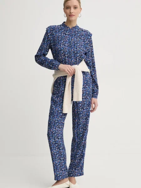 Pepe Jeans kombinezon ABBY z dekoltem w szpic niebieski