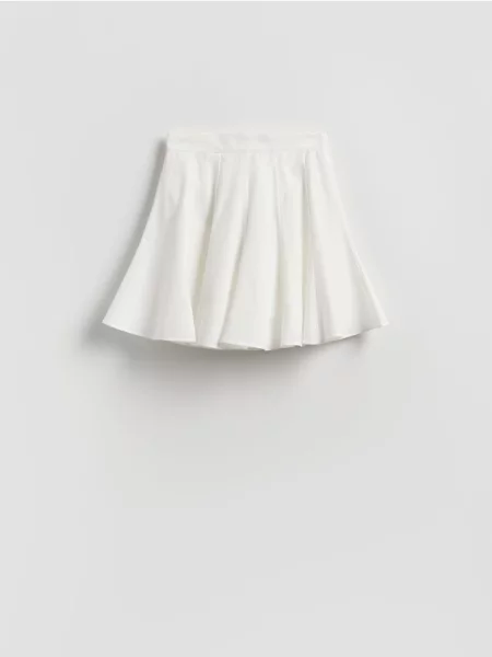 Reserved Popelinowa spódnica mini biały