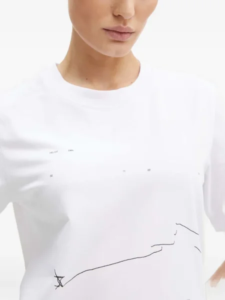 Tricou Heliot Emil cu imagine scurt alb