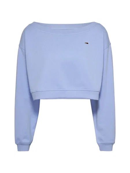 Bluza Tommy Jeans o krotszym kroju niebieska