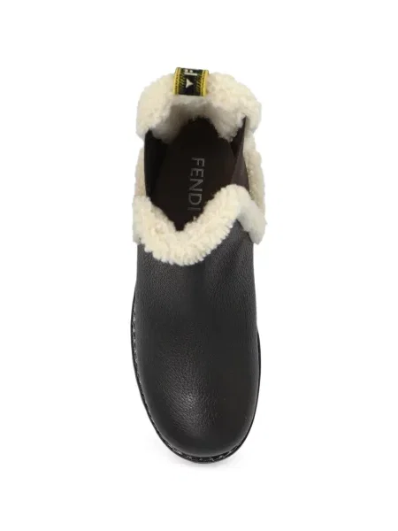 Кожени боти тип челси Fendi черно