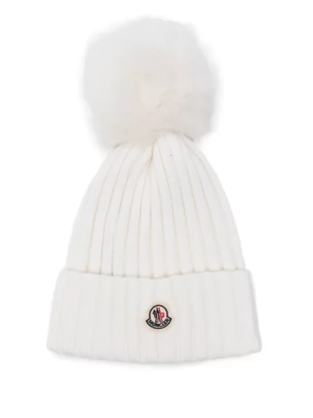 Czapka Moncler z pomponem prążkowana