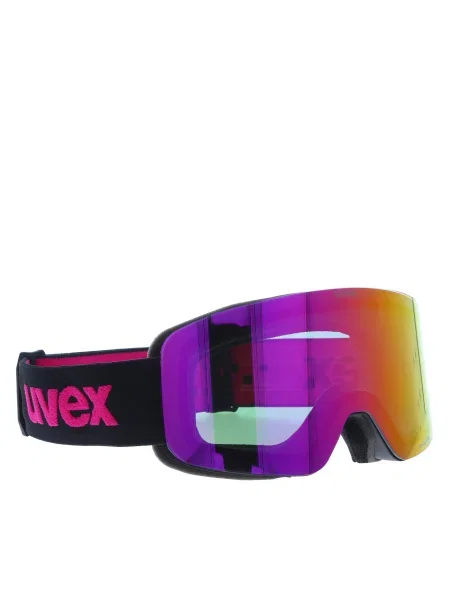 Detské lyžiarske okuliare UVEX Pwdr FM black matt/mirror pink green clear čierna