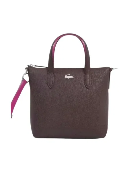 Lacoste torebka tote z imitacji skóry brązowa