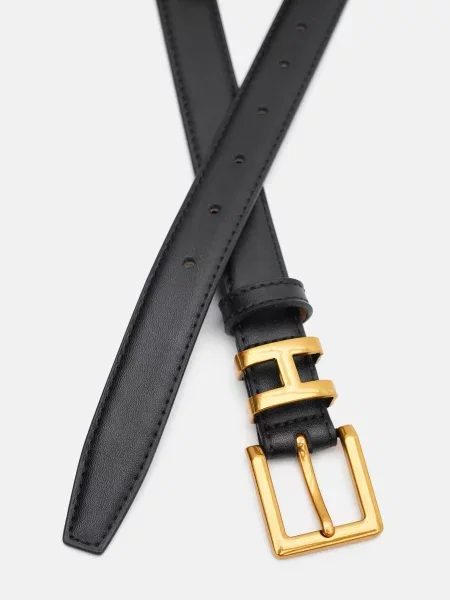 Кожаный ремень Borsa Leather с ремешками черный
