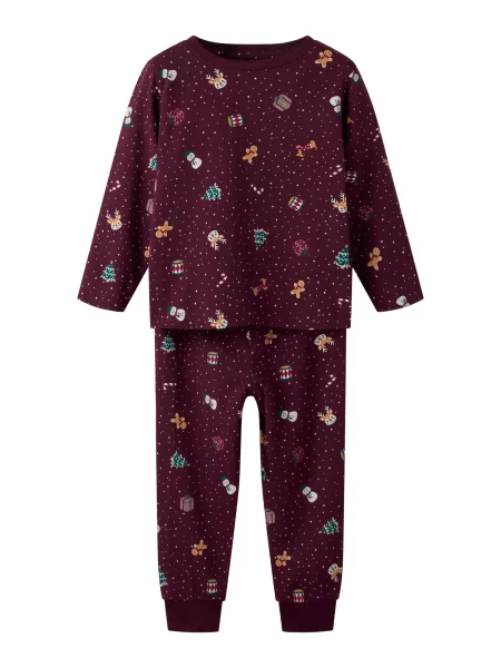 NAME IT Pijamale NMN Vismas maro coniac / verde pin / roșu bordeaux alb