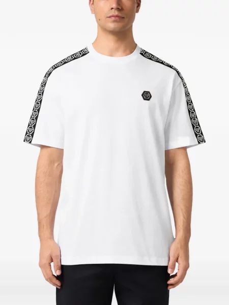 Къс тениска Philipp Plein с кръгло деколте бяло