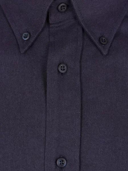 Cămașă Brunello Cucinelli cu model herringbone albastru