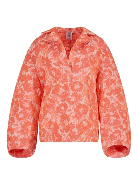 Top Rosie Assoulin cu model floral portocaliu