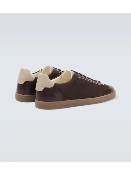 Sneakerși Brunello Cucinelli din piele de căprioară maro