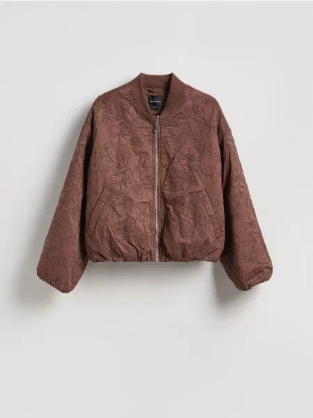 Reserved Geacă bomber cu detaliu brodat maro-închis maro