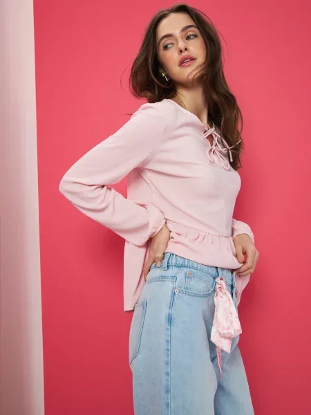 Джинси широкого крою з високою талією синій