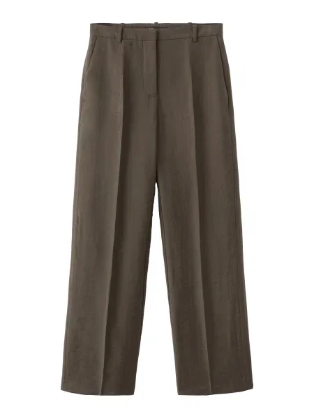 MANGO Pantaloni cu dungă Tempo ciocolatiu