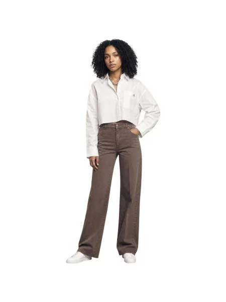 Decupat bluză Calvin Klein Jeans din poplin alb