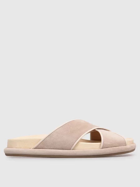 Замшевые шлепанцы Santoni бежевые