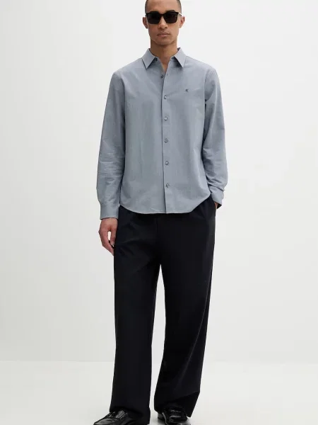 Calvin Klein srajca z bombažem modra