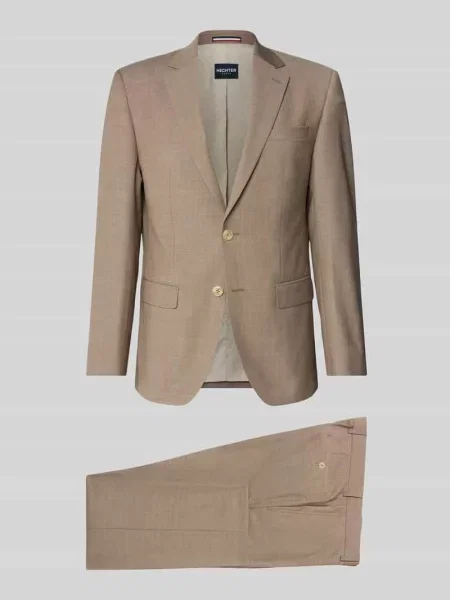Garnitur o kroju slim fit z mieszanka żywej wełny Hechter Paris beżowy