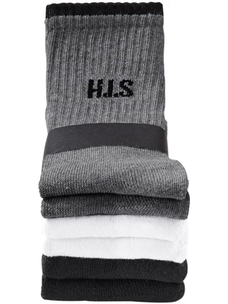 H.I.S Nogavice siva / črna bela