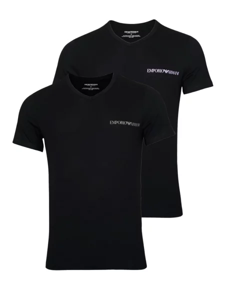 Emporio Armani Majica svetlo siva / črna bela