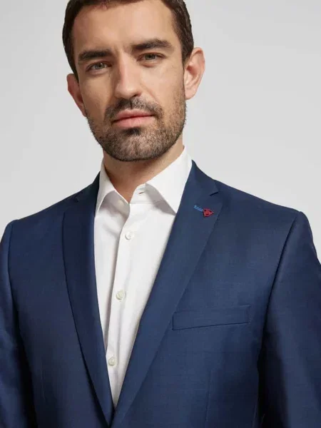 Garnitur o kroju slim fit z czystej wełny Roy Robson granatowy
