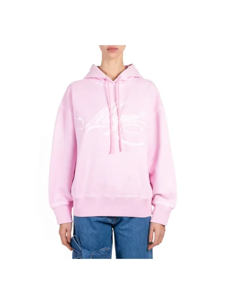 Bluza z kapturem Msgm z kapturem z logo różowa