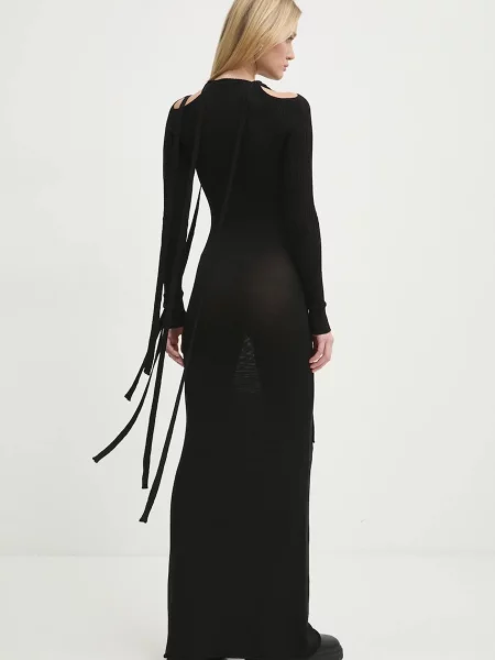 Y/Project sukienka MULTISCARF LONG SLEEVE KNIT DRESS czarna