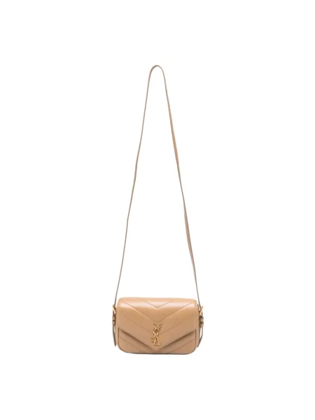 Torebka crossbody Saint Laurent skórzana beżowa