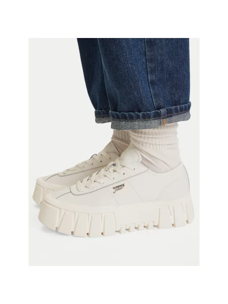 Sneakersy Tommy Jeans Tjw Platform Sneaker Leather Lc Krémová