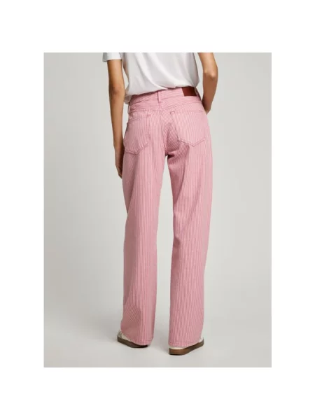Szerokie jeansy Pepe Jeans w paski różowe
