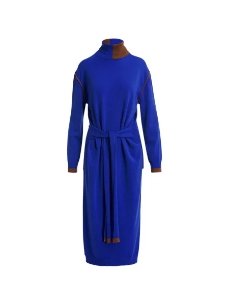 Rochie midi Essentiel Antwerp cu legături albastru