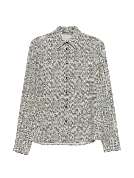 Cămașă Ermanno Scervino cu model herringbone alb