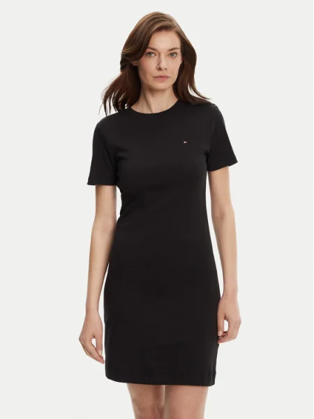 Рокля Tommy Hilfiger червено къса разкроена черно