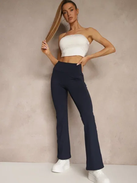 Legginsy Dzwony High Waist Orruvana granatowe