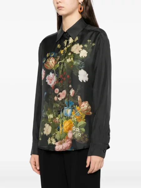 Šilkinė gėlėta marškiniai Cynthia Rowley pilka