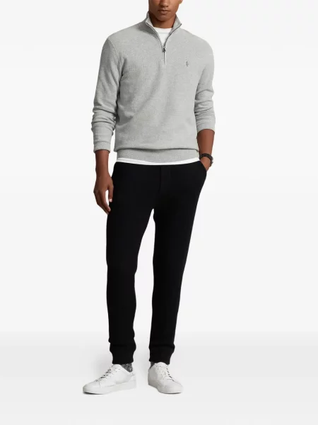 Lniana czapka z daszkiem Polo Ralph Lauren z okrągłym dekoltem niebieska