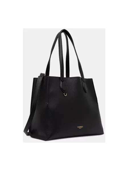 Twinset torebka tote z imitacji skóry czarna