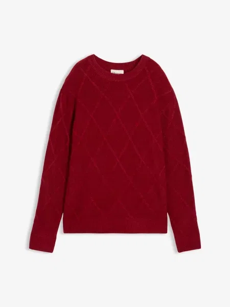 Sweter oversize z warkoczami czerwony
