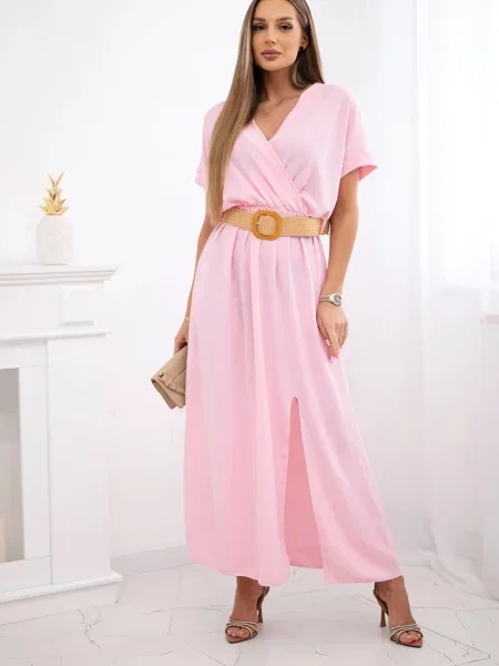 Rochie maxi Kesi Włoski lungă de costum roz