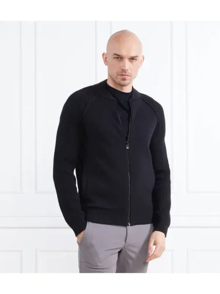 BOSS BLACK Pulover Grissino cu adaos de lână negru