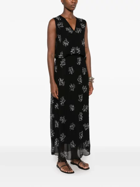 Rochie maxi Antik Batik cu model floral negru