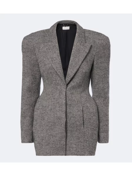 Rochie Magda Butrym de lână cu model herringbone gri